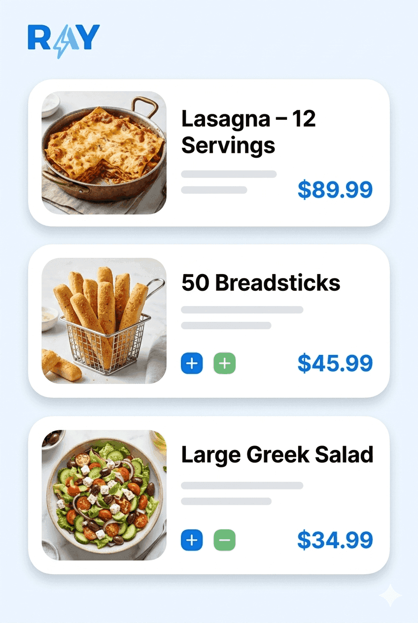 Catering menu under your brand on RAY