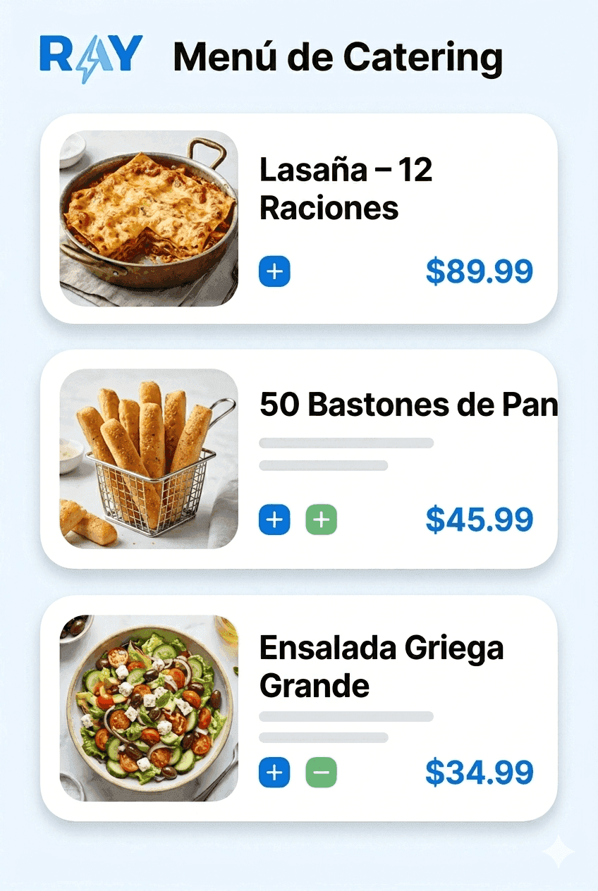 Menú de catering bajo tu marca en RAY