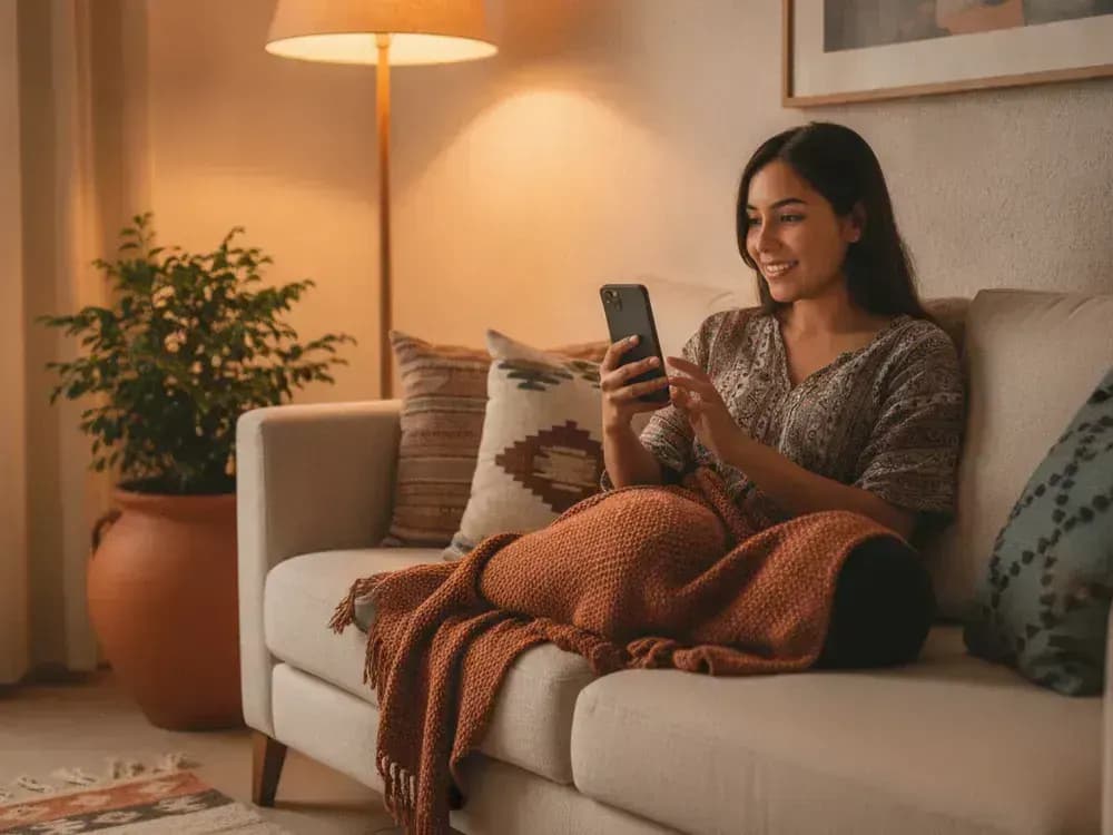 Cliente pidiendo comida por chat desde su casa