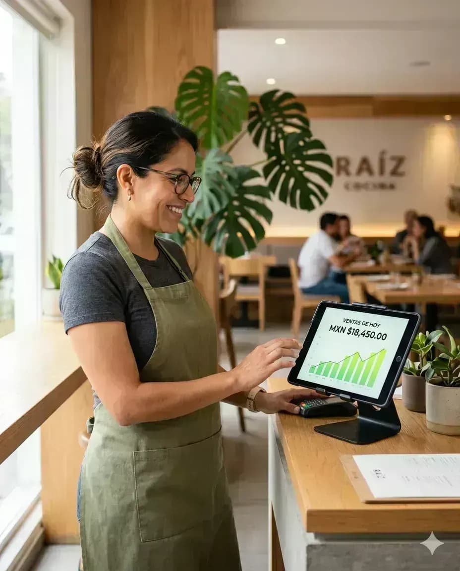 Tablet e impresora de RAY recibiendo pedidos