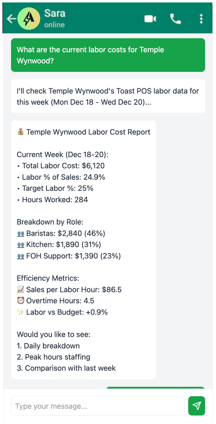 Get expenses reports in real-time through chat