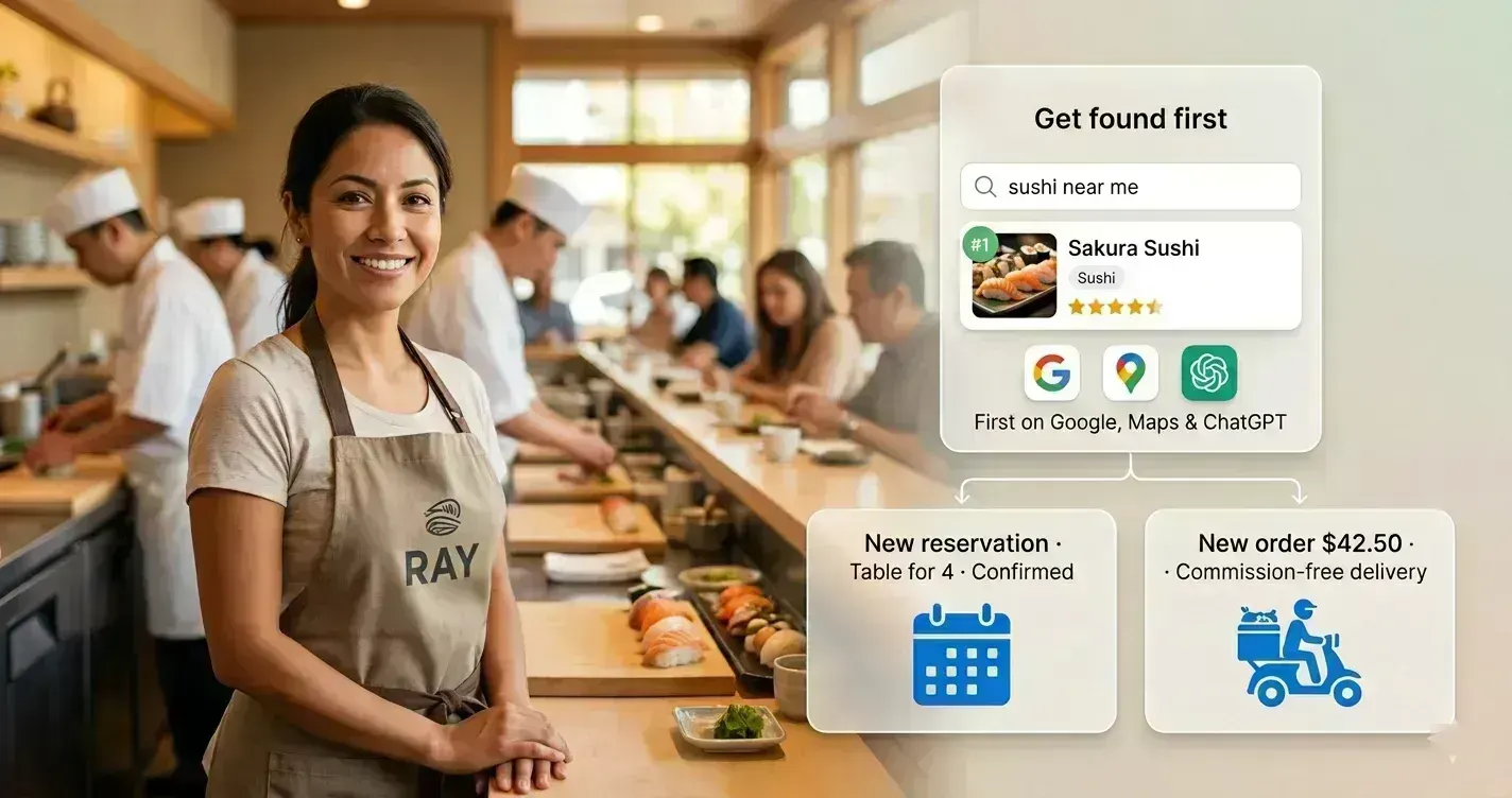 RAY connects Google Maps, ChatGPT and WhatsApp searches with more restaurant customers, commission-free delivery and direct reservations