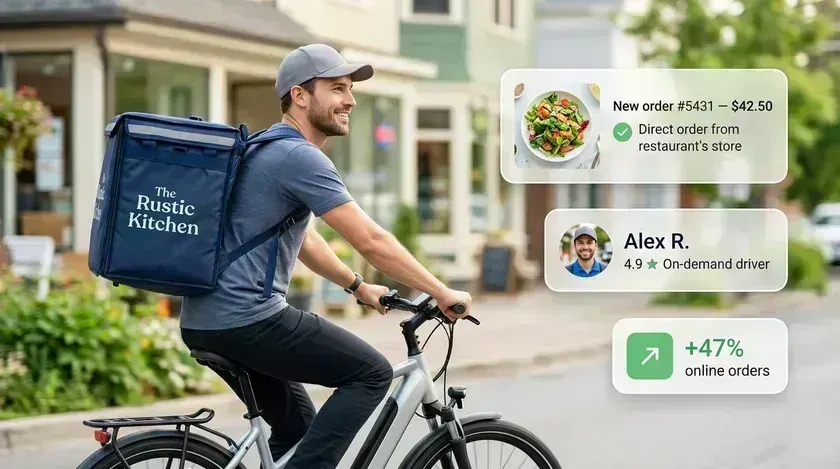 On-demand courier delivering a direct order from your online store